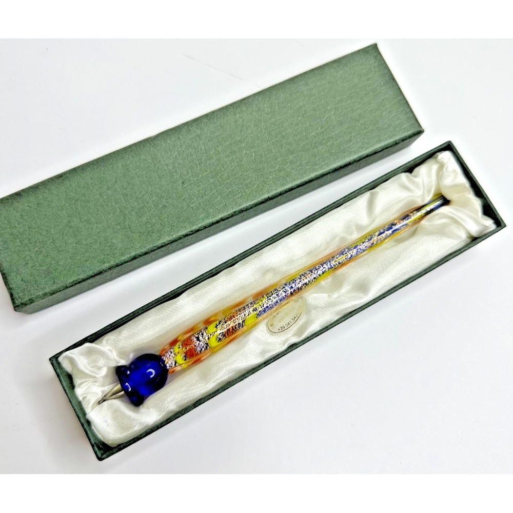 Venezia Murano Glass Ball Point Pen Italy Handmade Vibrant Multicolor